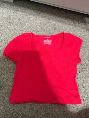 wild fable bright red Ribbed Scoop Crop Top